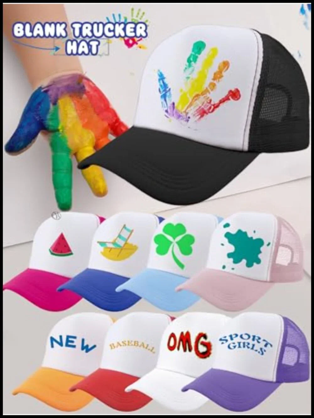 50 Pcs Blank Mesh Trucker Hats DIY Sublimation Baseball Caps for Adults